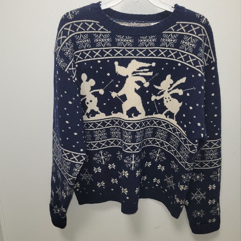 Disney Navy 100% Wool Sweater